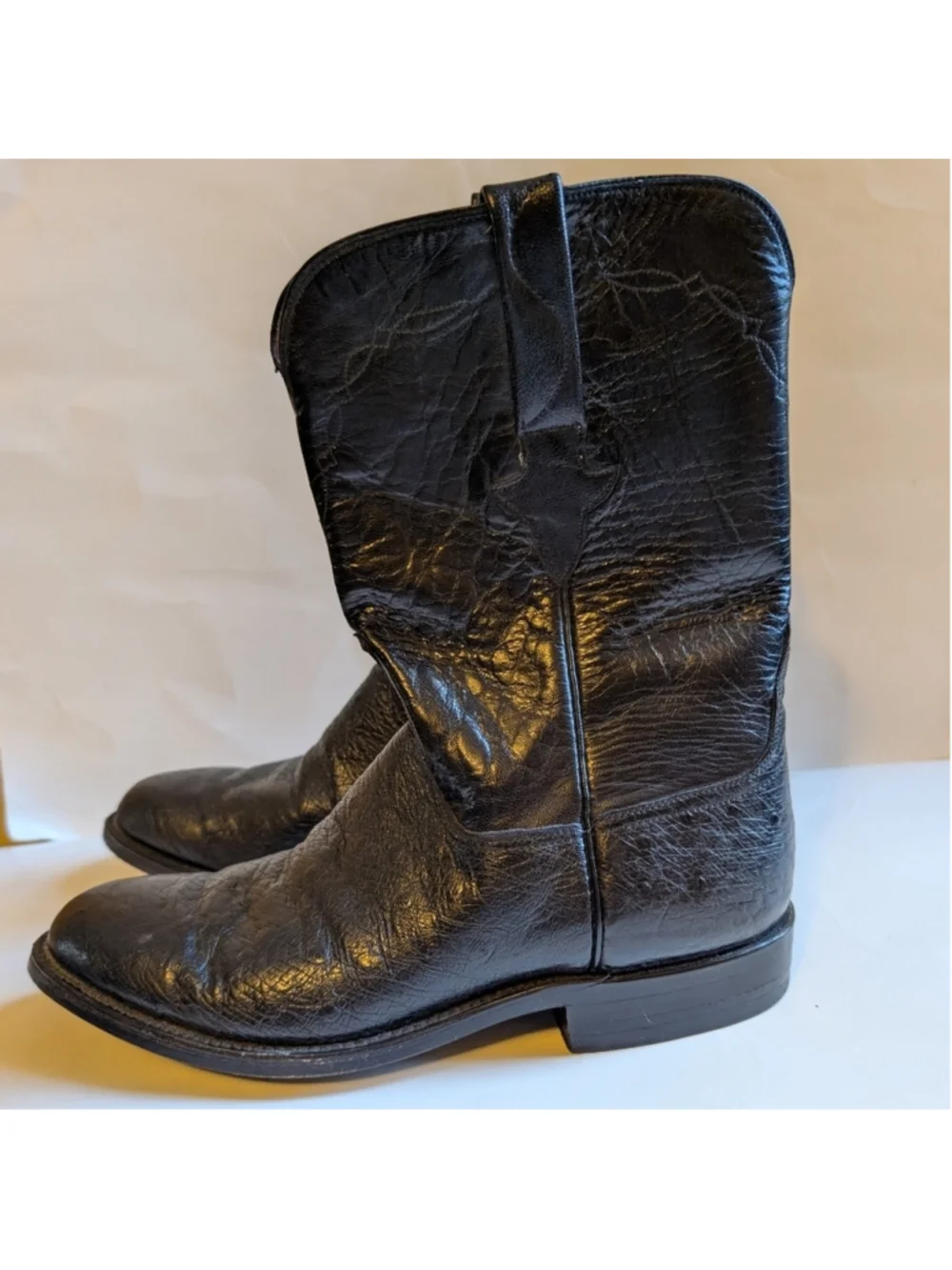 Lucchese vintage boots in black ostrich leather size 8 in VGUC Made in USA